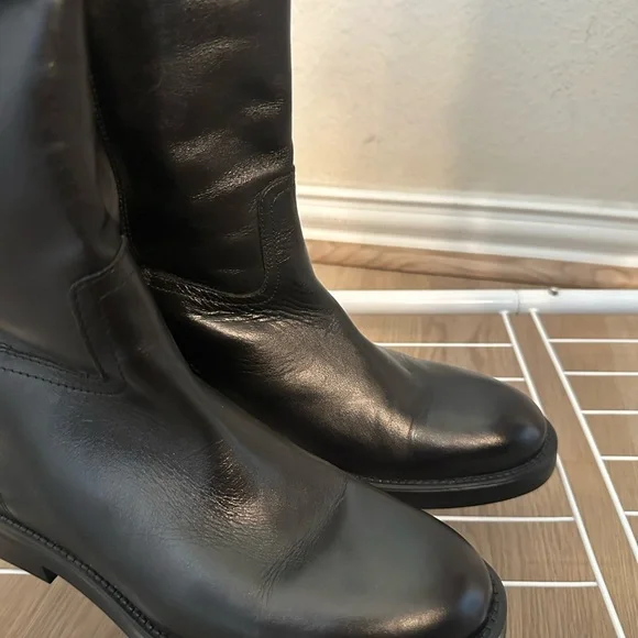 Massimo Dutti Black Leather Riding Boots - Picture 6 of 10
